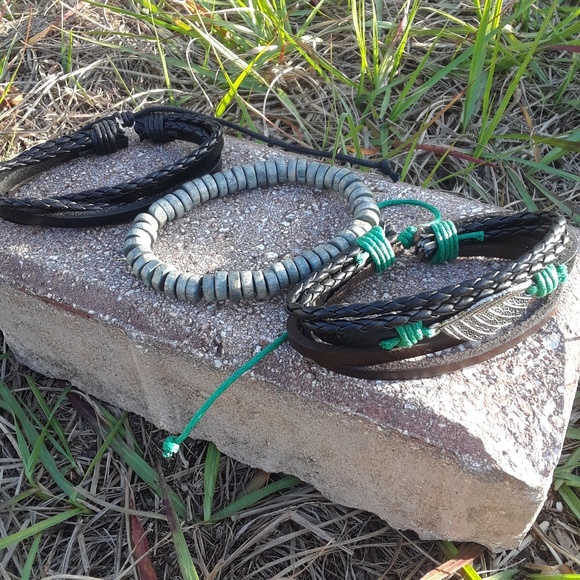 🆕Earthy multi layer leather bracelet set - Picture 5 of 6